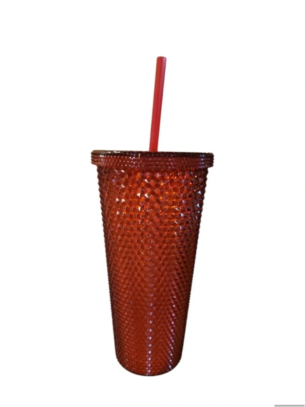NEW Red Textured Tumbler with Straw -
